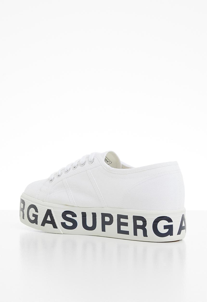 SUPERGA - Canvas flatform bold letters - white