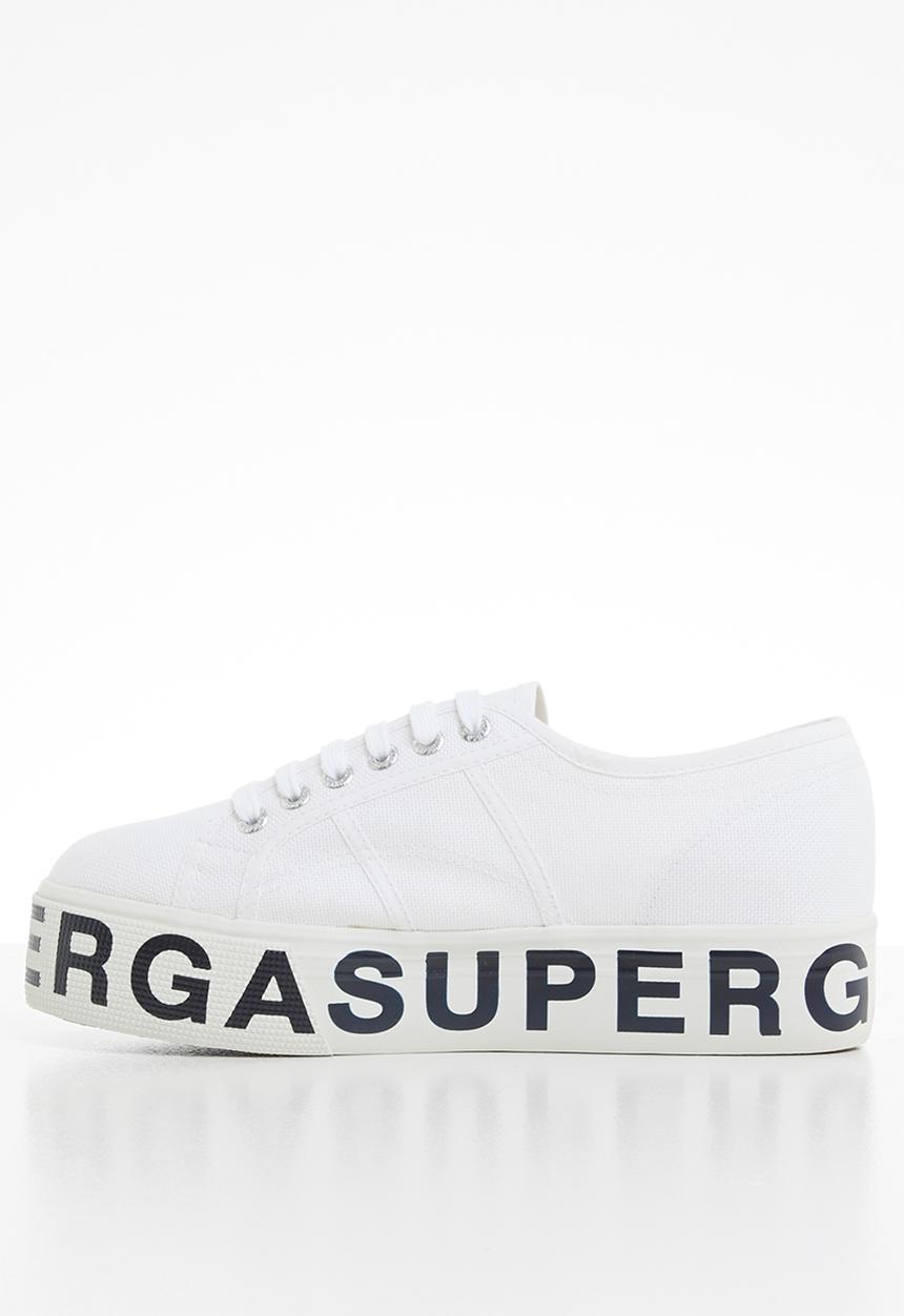 SUPERGA - Canvas flatform bold letters - white