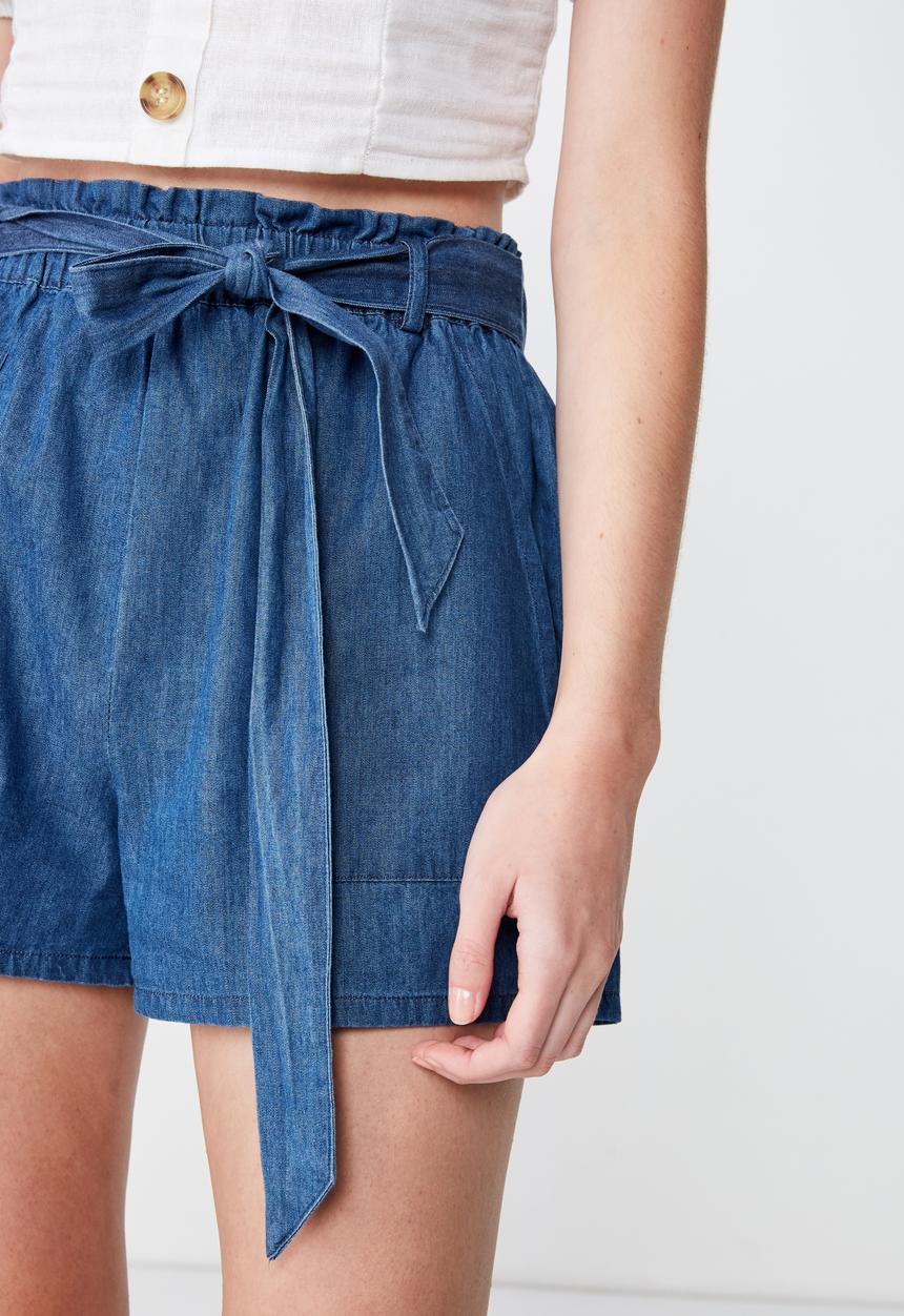 Cotton On - High waist shorts  - blue