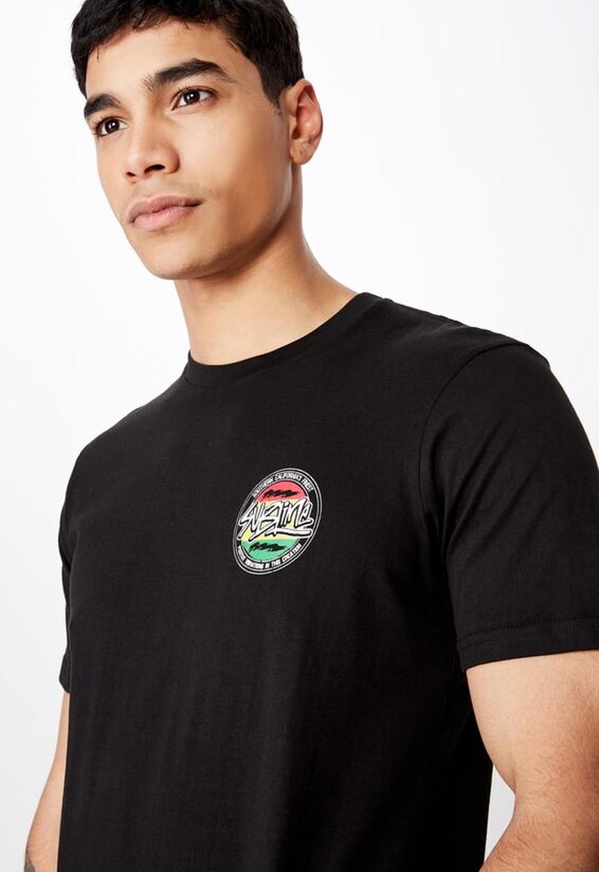 Cotton On - Tbar collab music short sleeve tee - black