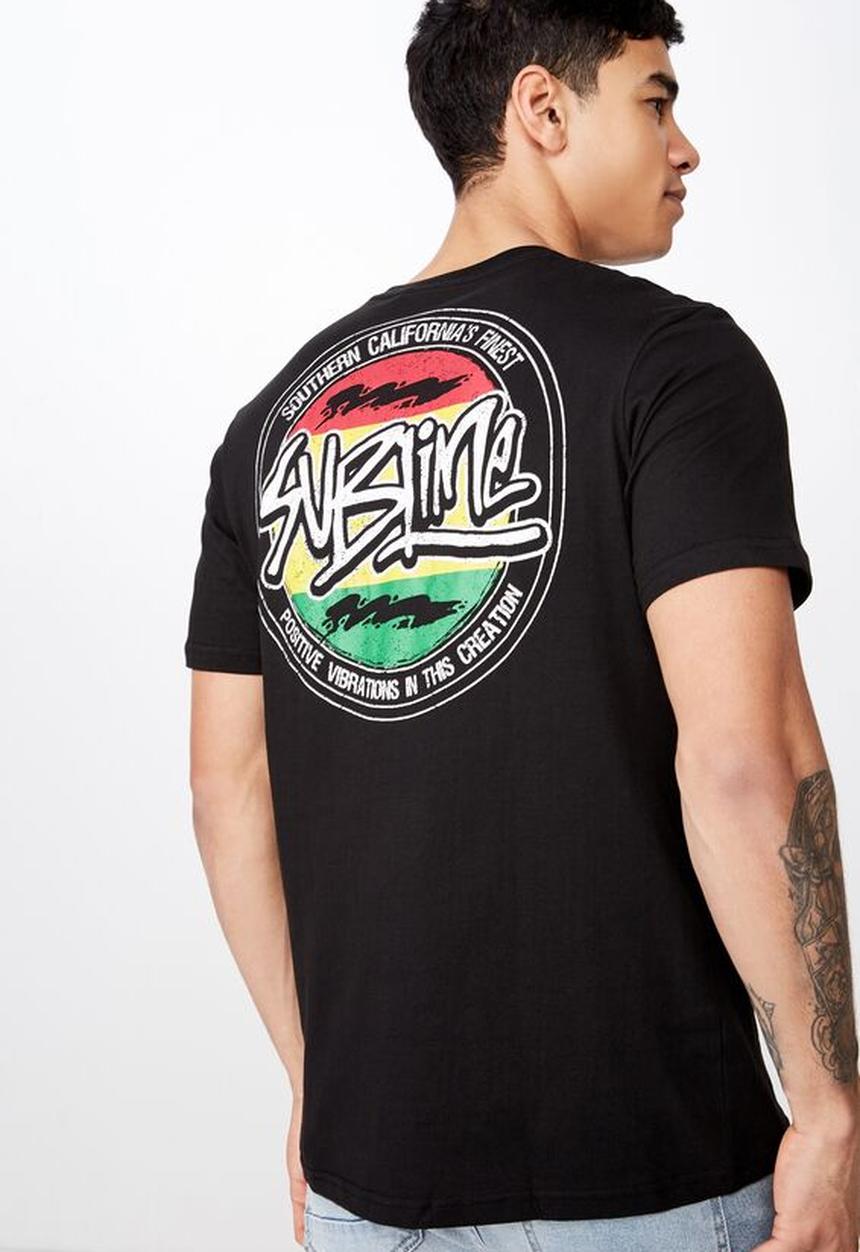 Cotton On - Tbar collab music short sleeve tee - black