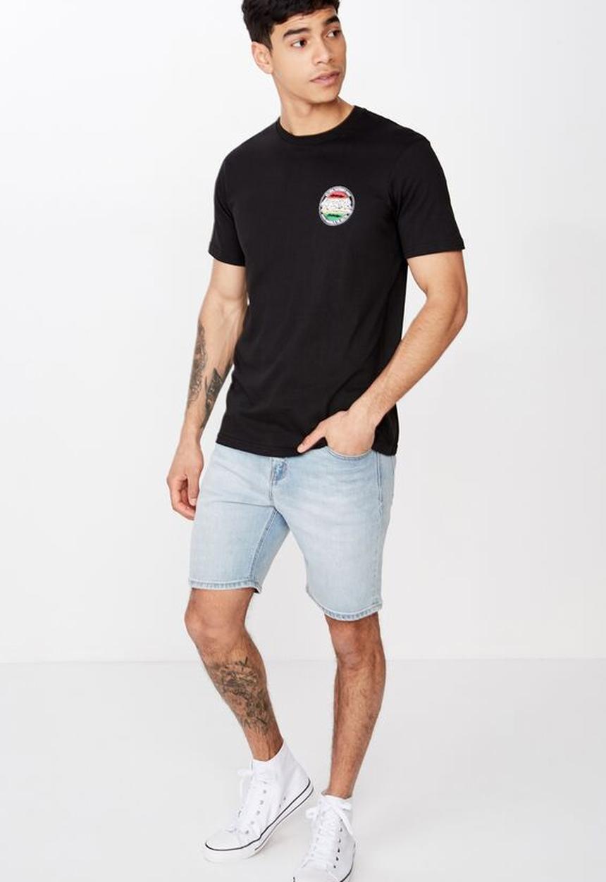 Cotton On - Tbar collab music short sleeve tee - black