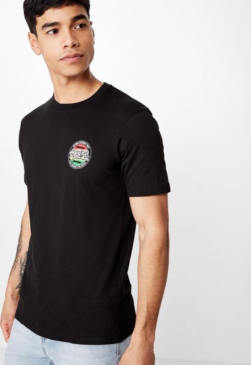 Cotton On - Tbar collab music short sleeve tee - black
