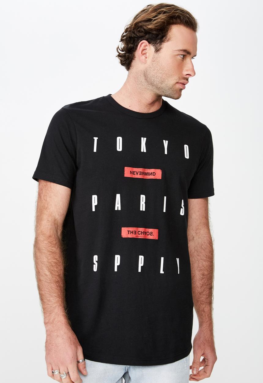 Cotton On - Longline scoop hem tee - black