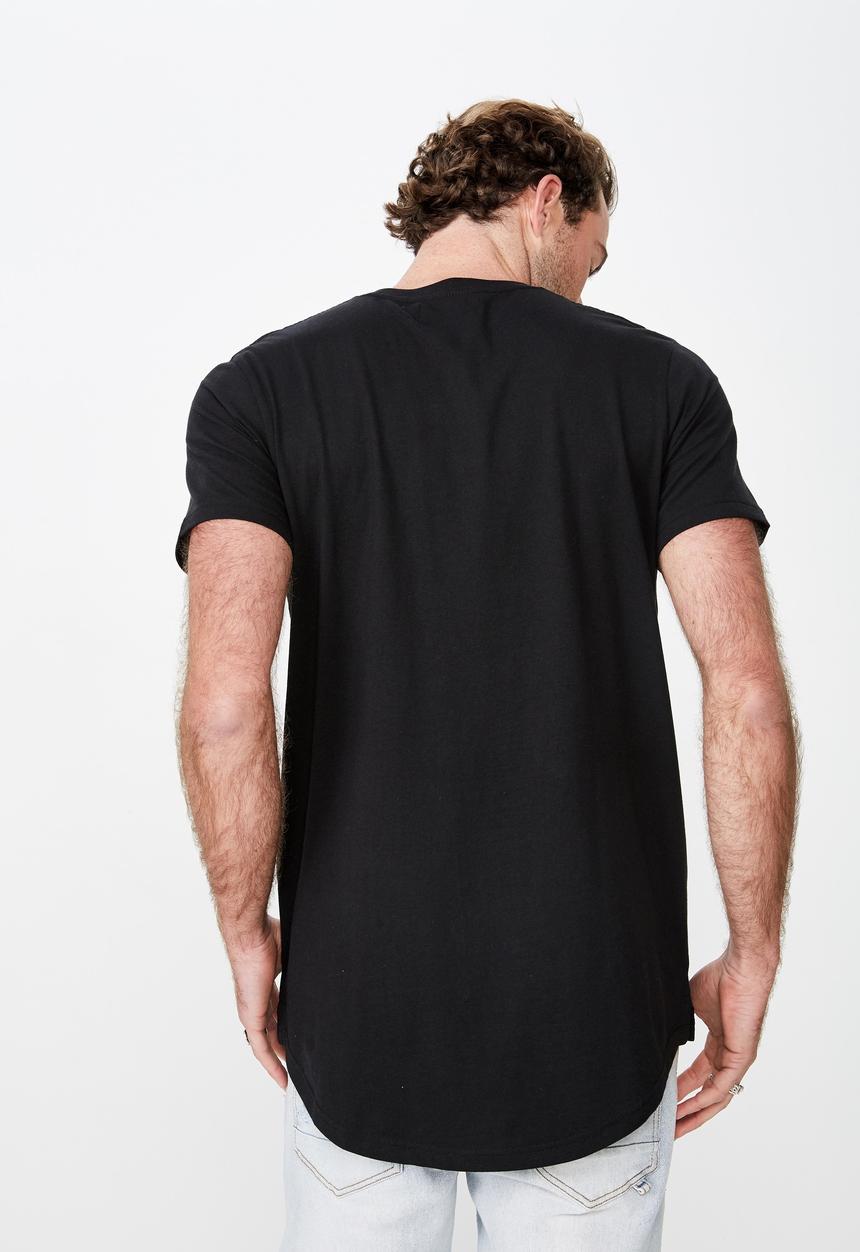 Cotton On - Longline scoop hem tee - black