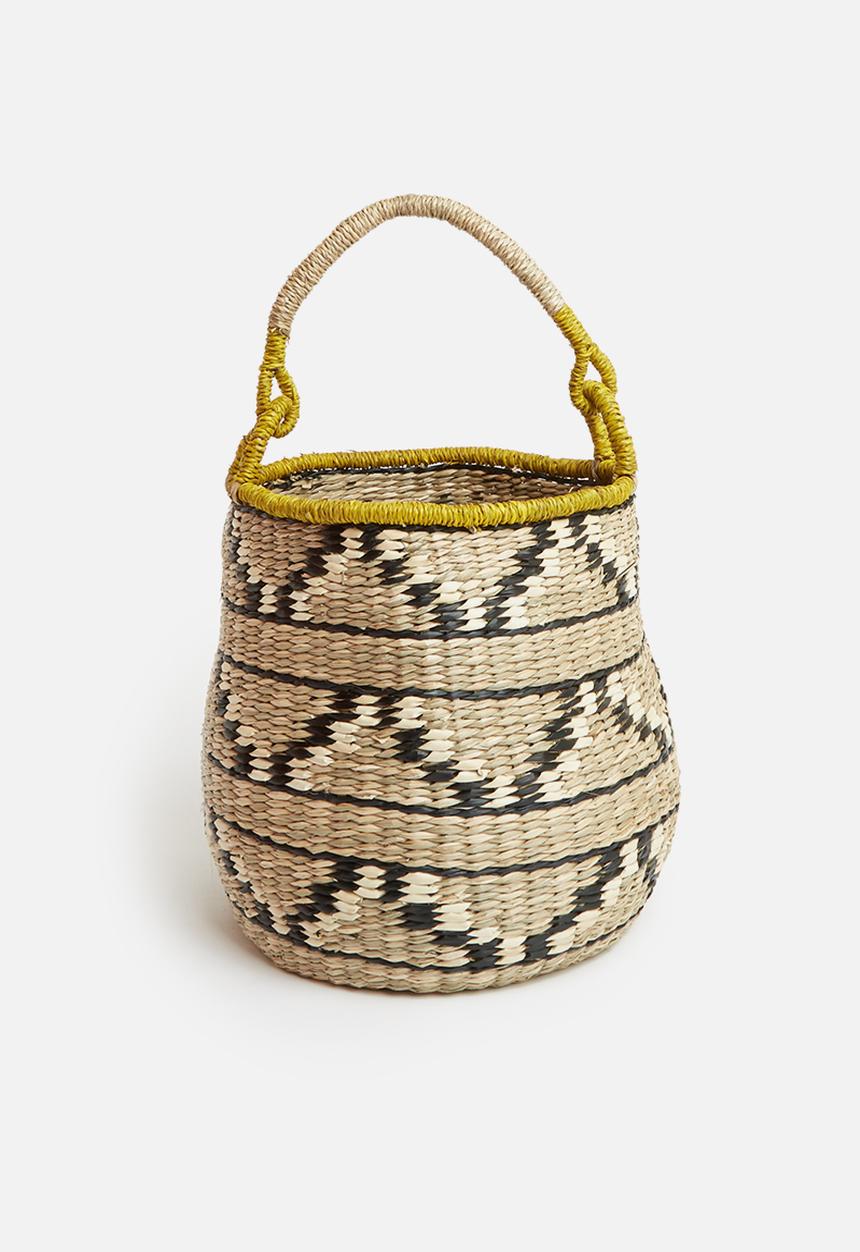 Sixth Floor - Ethnic basket with yellow handles - natural & black