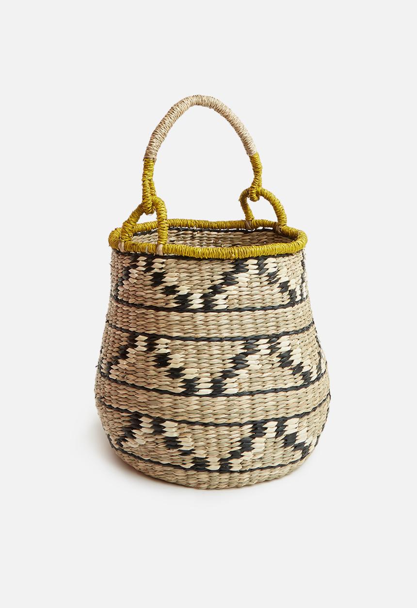Sixth Floor - Ethnic basket with yellow handles - natural & black