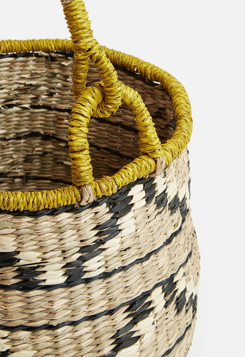 Sixth Floor - Ethnic basket with yellow handles - natural & black