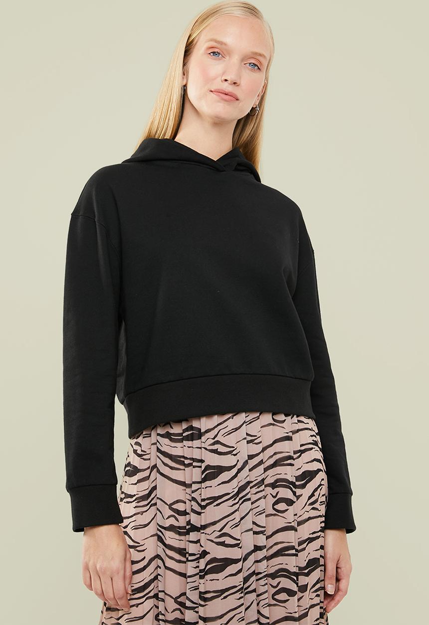 Superbalist - Boxy crop hoodie - black
