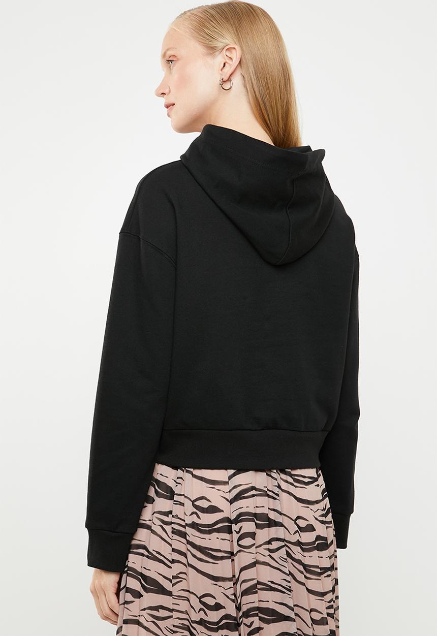 Superbalist - Boxy crop hoodie - black