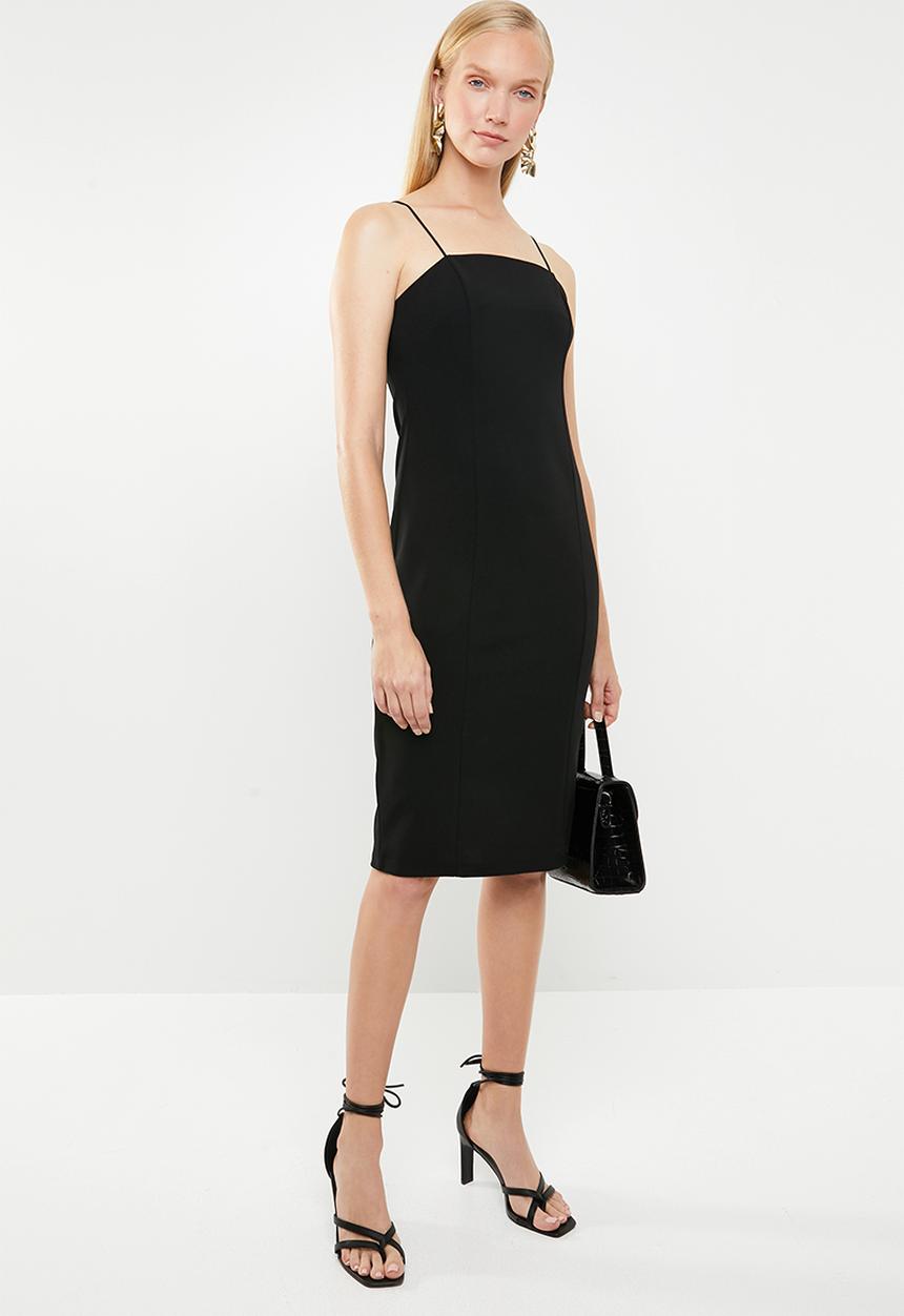 Superbalist - Square neck bodycon midi dress - black 