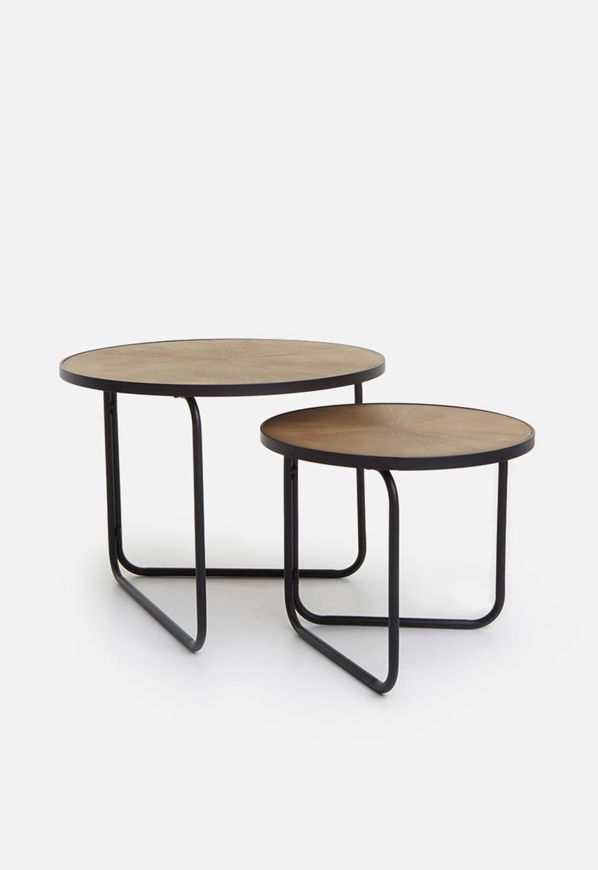 Sixth Floor - Nested coffee table set of 2 - natural & black