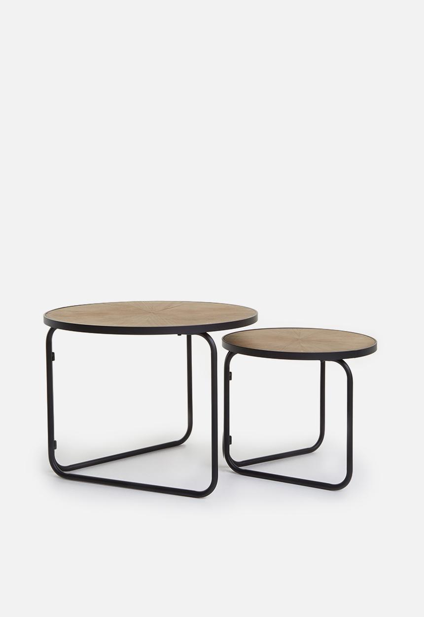 Sixth Floor - Nested coffee table set of 2 - natural & black