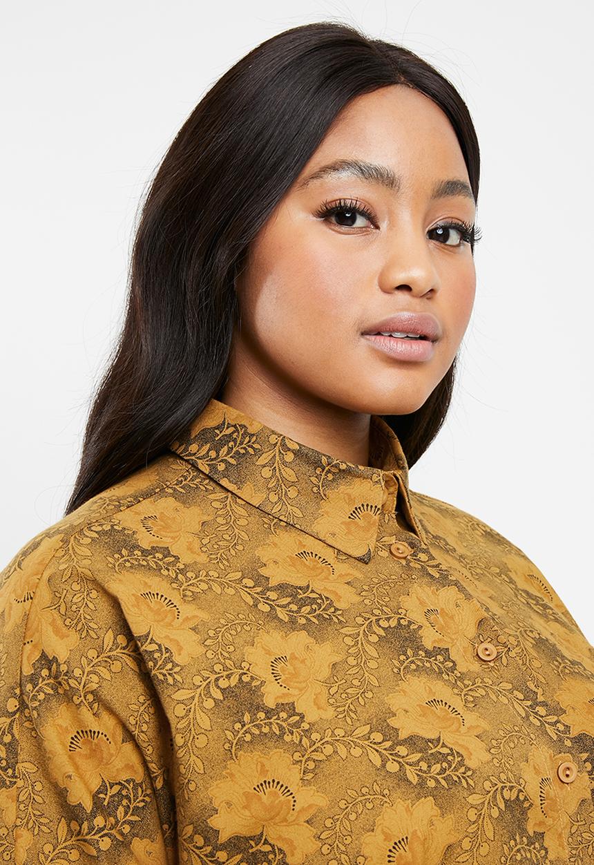 AMANDA LAIRD CHERRY - Plus size thutho shirt dress - yellow & black