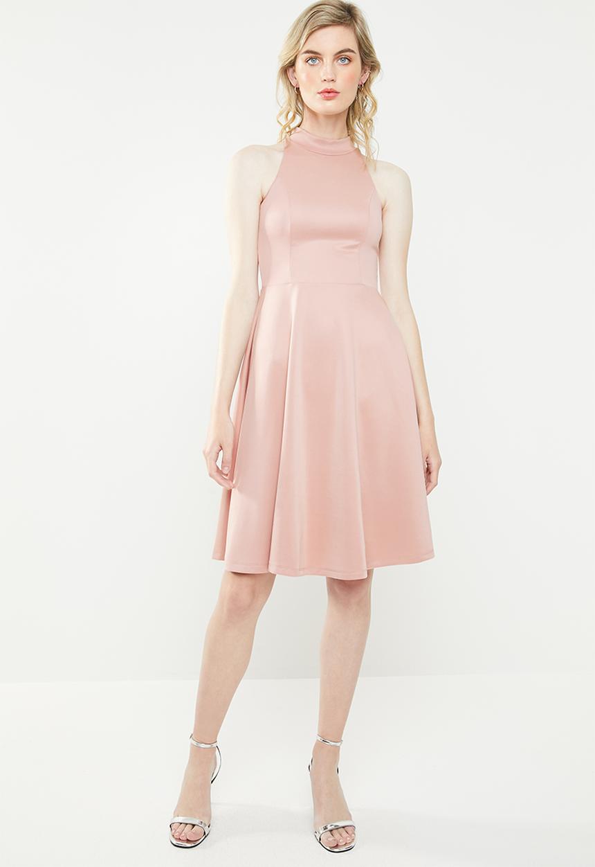 Superbalist - Hi neck midi dress - pink 