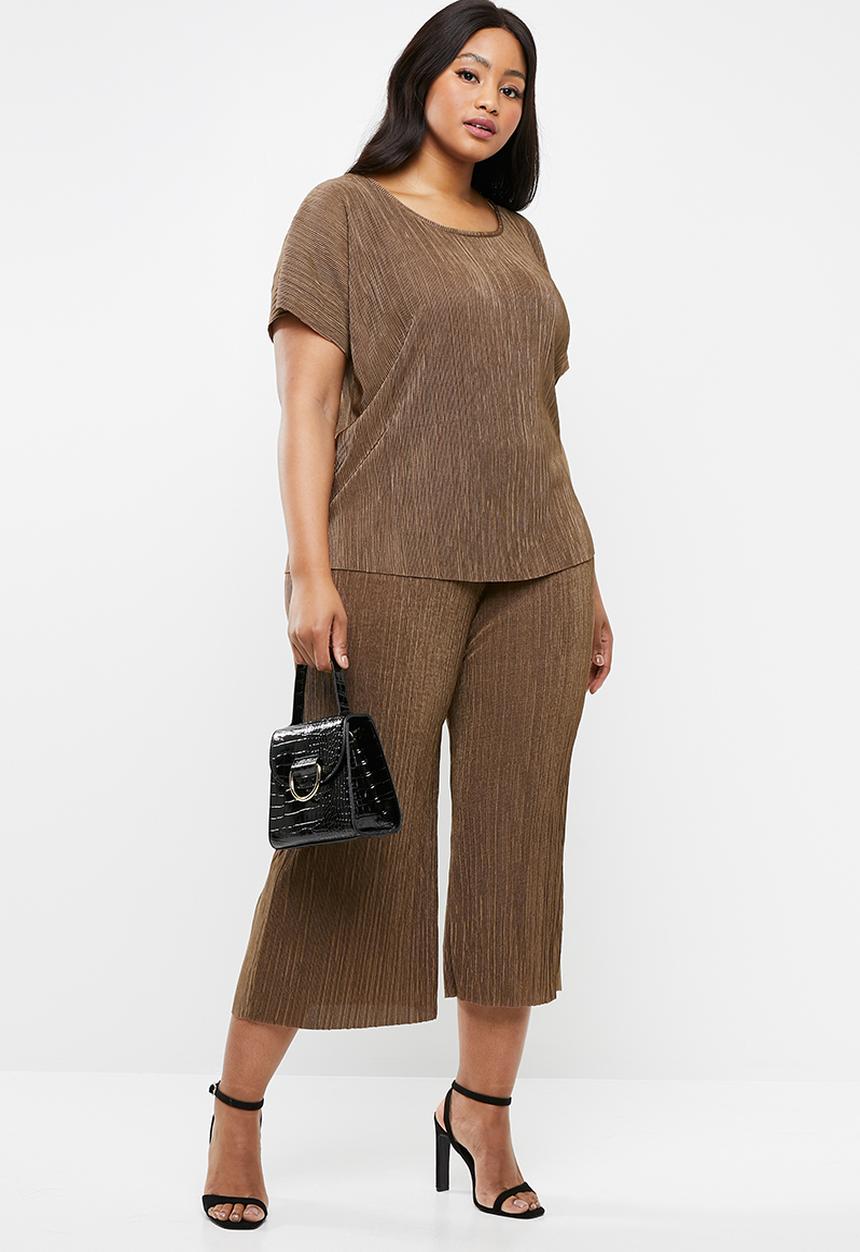 Superbalist - Boxy plisse culottes - brown