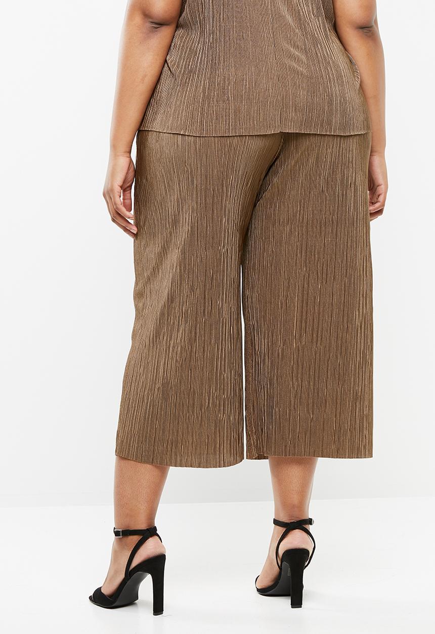 Superbalist - Boxy plisse culottes - brown