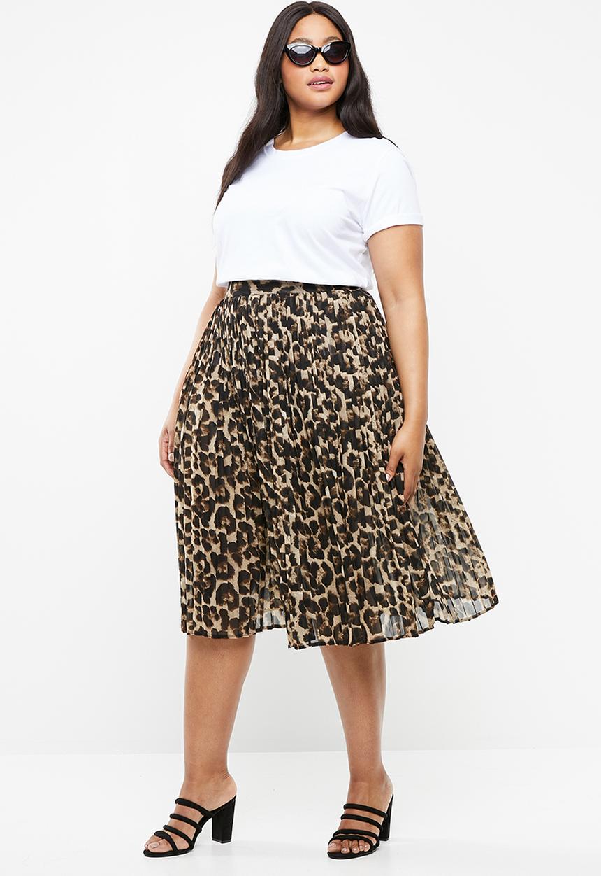 Superbalist - Pleated midi skirt - brown & beige
