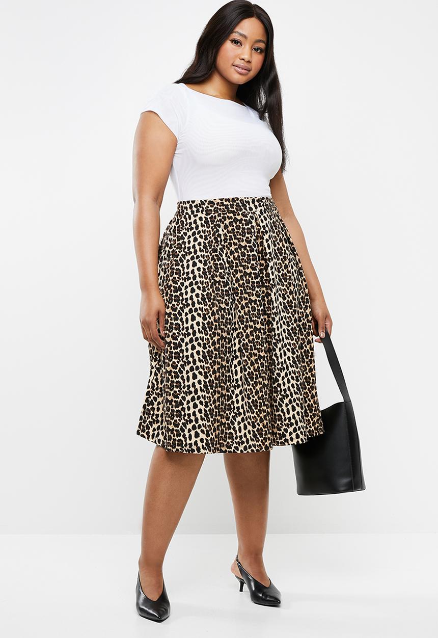edit Plus - Fit and flare skirt - brown & black