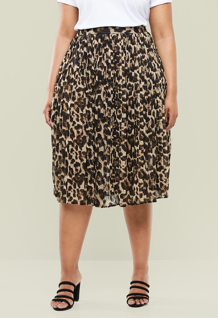 Superbalist - Pleated midi skirt - brown & beige