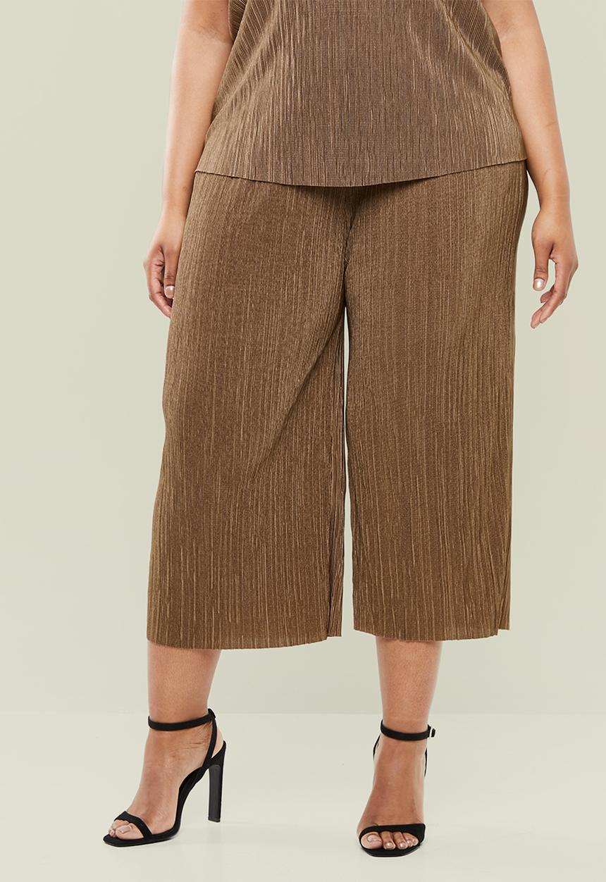 Superbalist - Boxy plisse culottes - brown