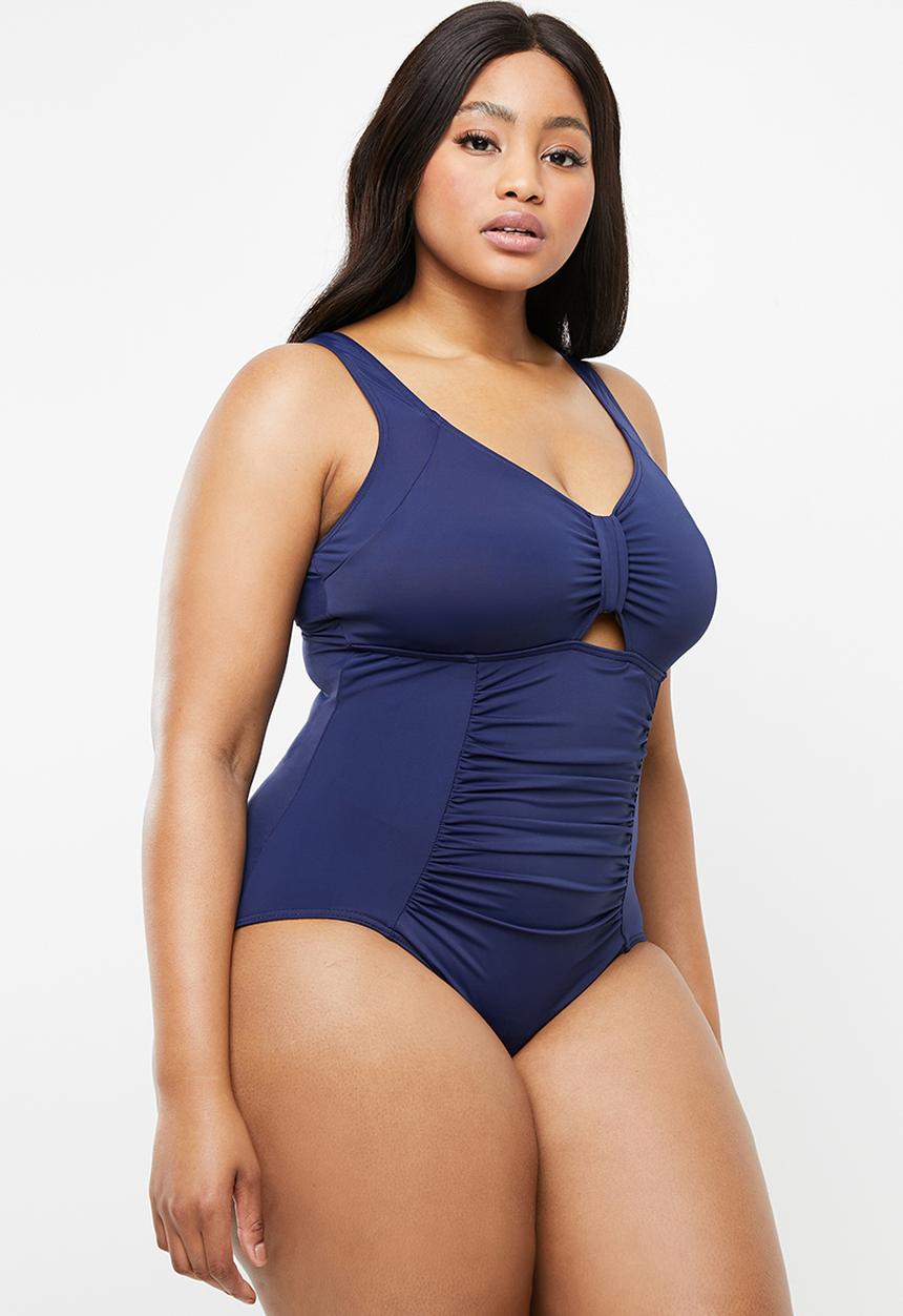 Jacqueline Plus - Key hole detail one piece - navy