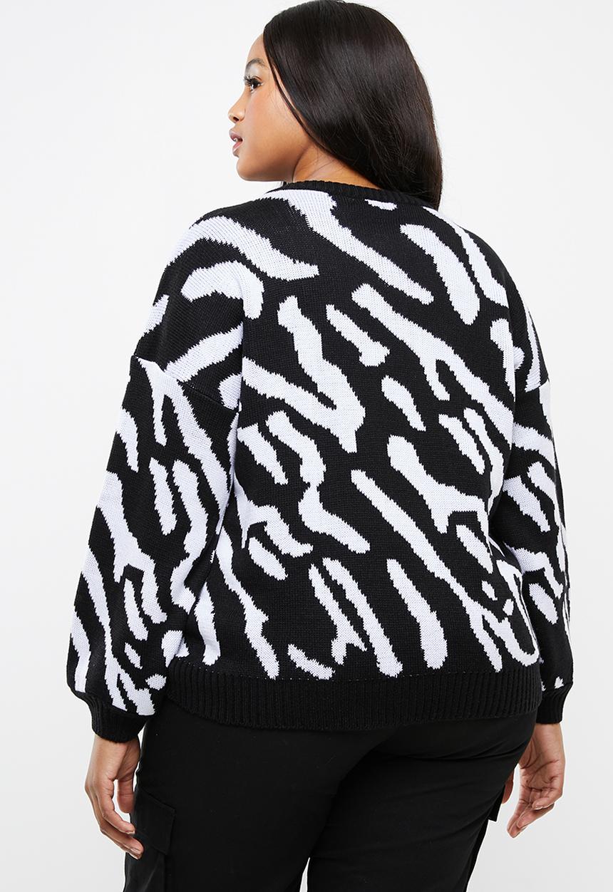 STYLE REPUBLIC PLUS - Zebra print sweater - black & white