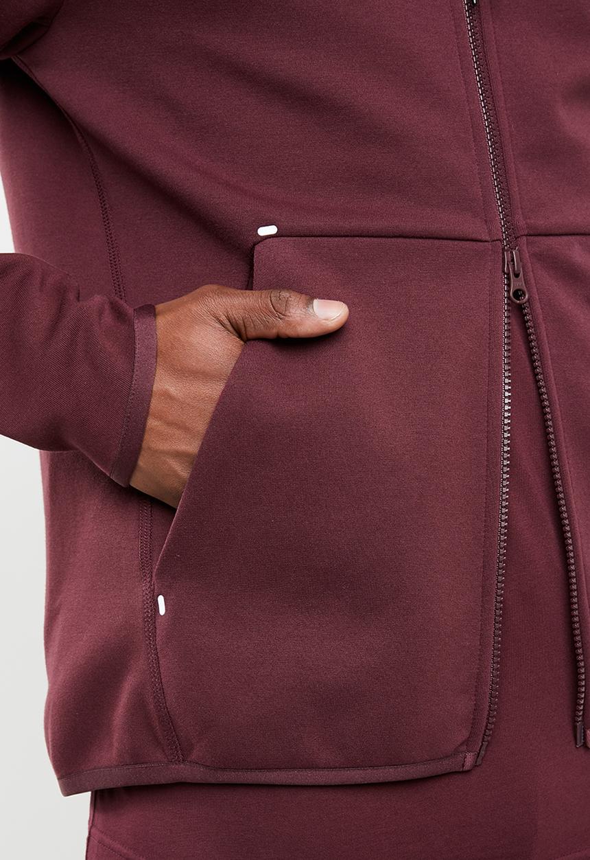 Nike - M nsw tech fleece hoodie fz - burgundy & white