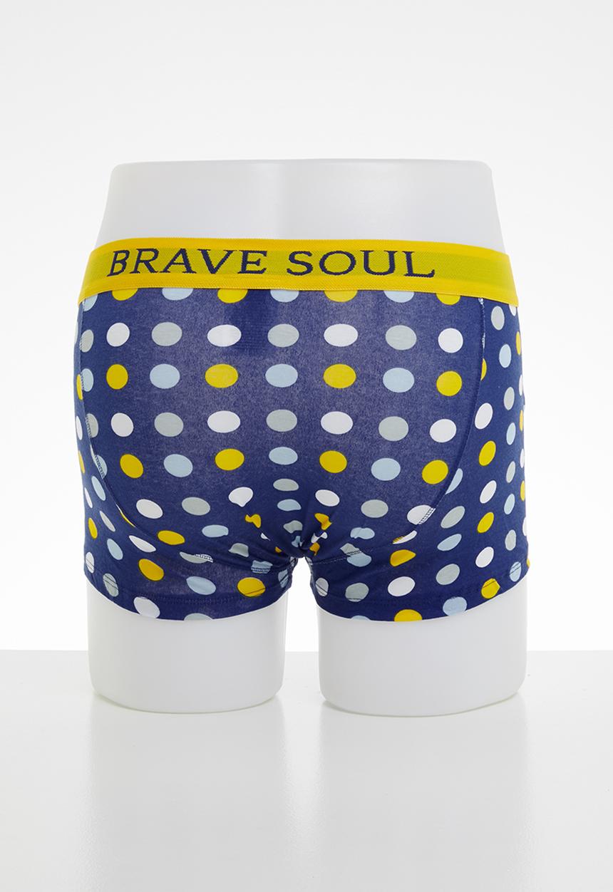 Brave Soul - Bananas cotton 3 pack trunks  - blue & white