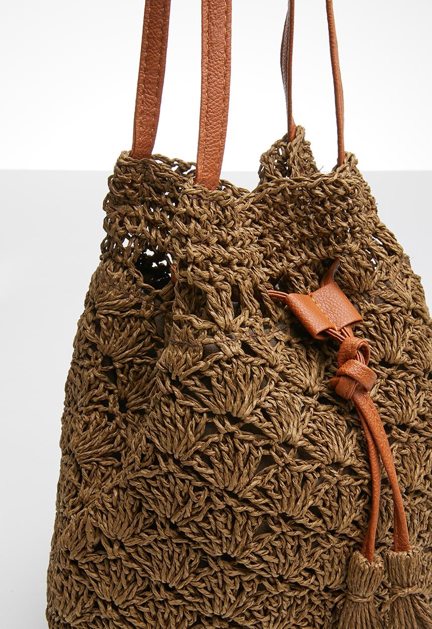 STYLE REPUBLIC - Woven shoulder bag - brown 