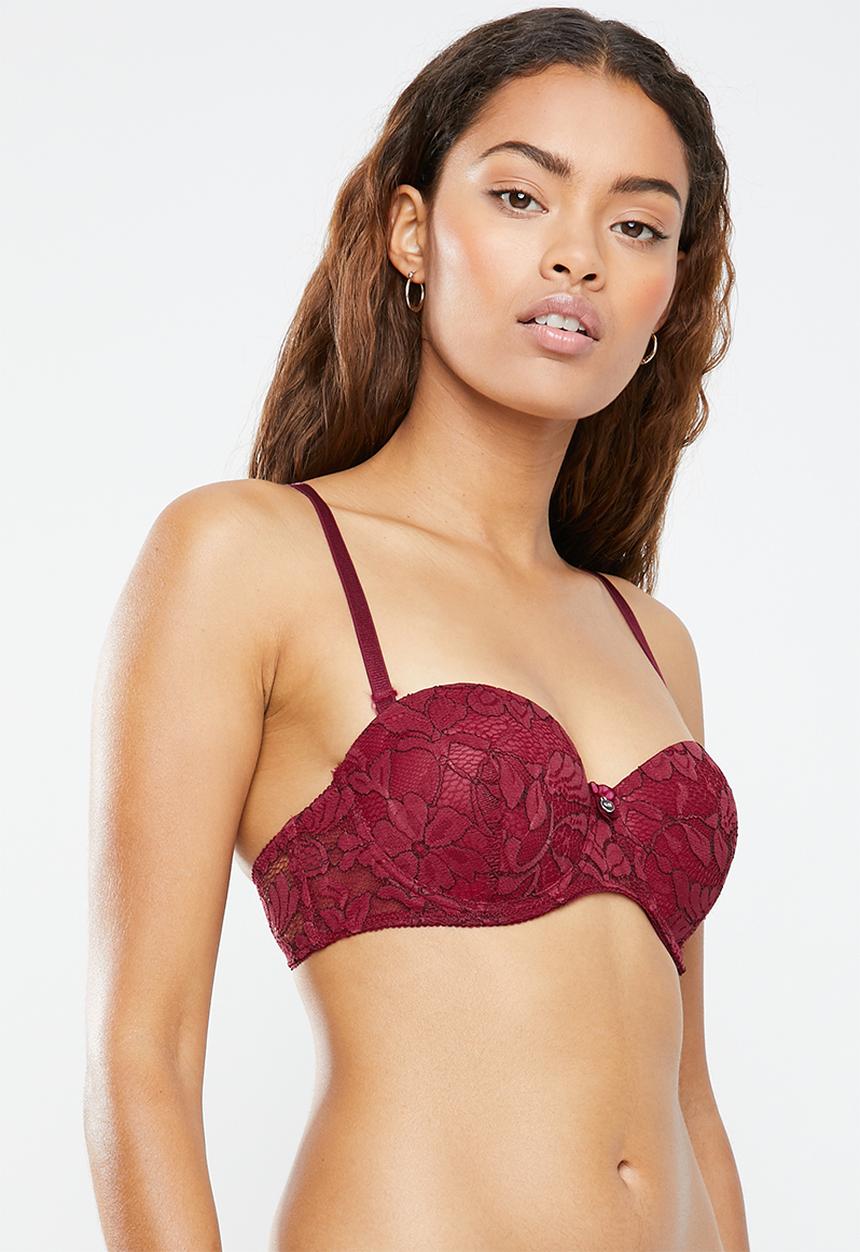 SISSY BOY - Lace padded multiway bra - red & black