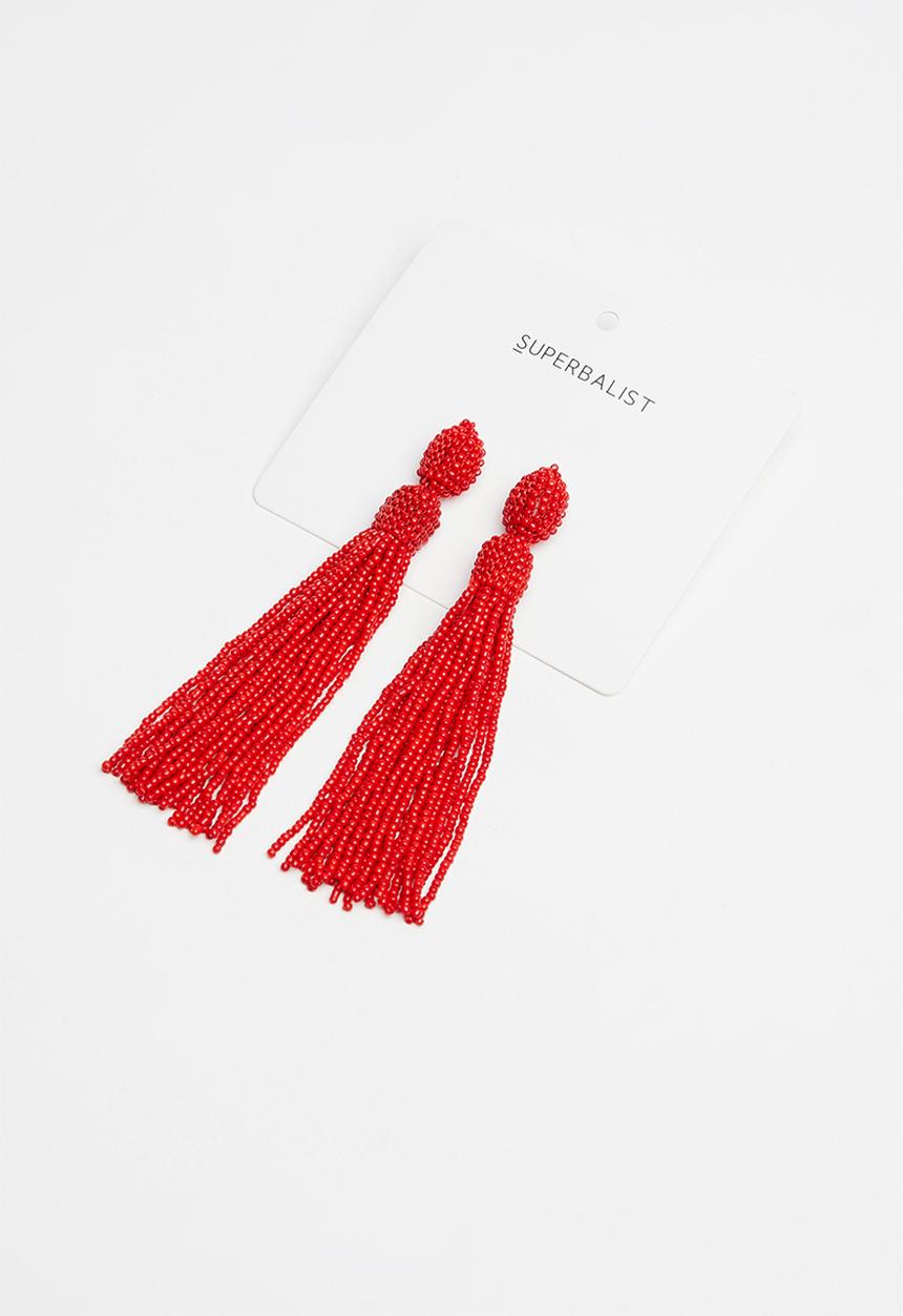 Superbalist - Vibie tassel earrings - red
