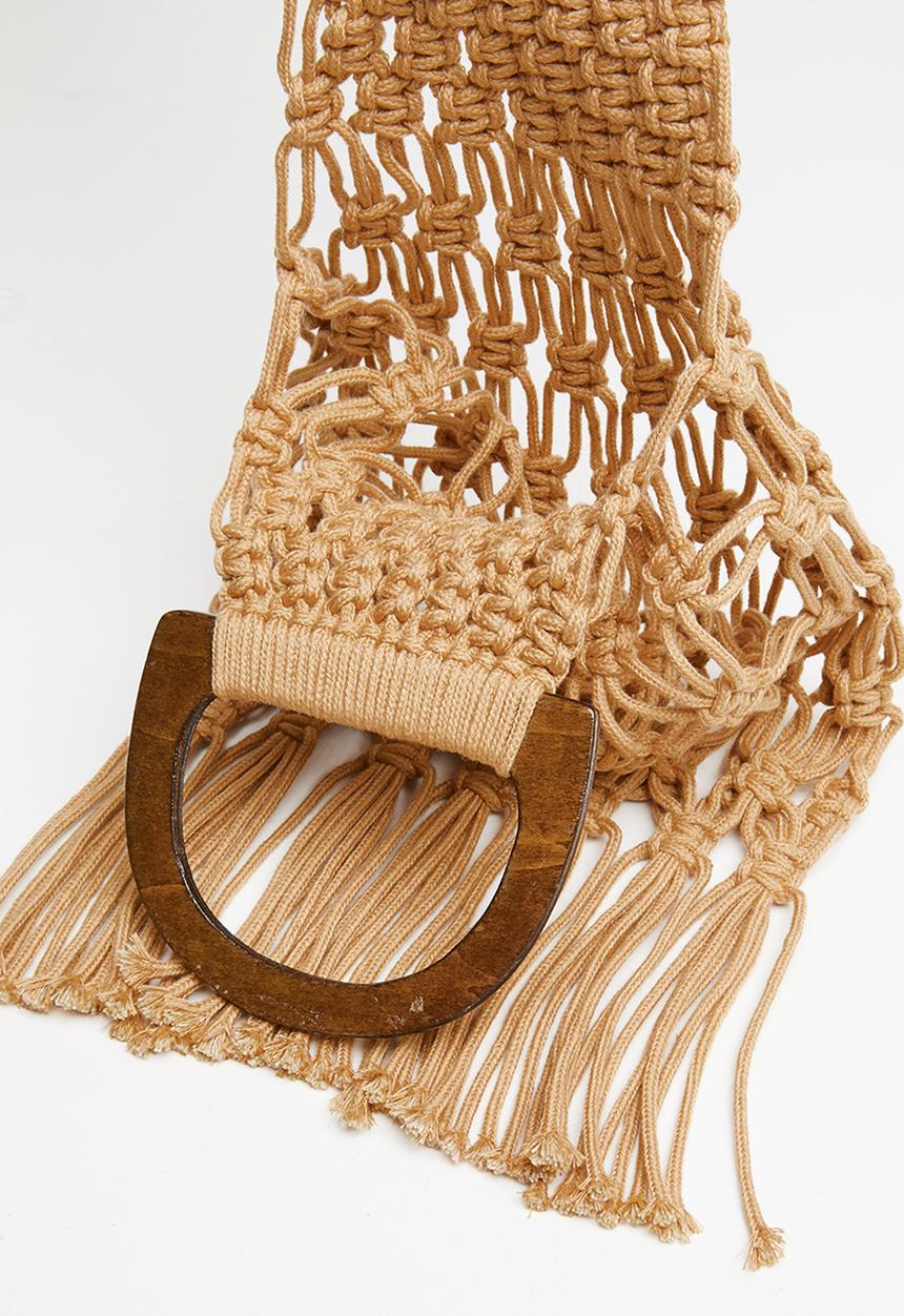 Superbalist - Net bag with wooden handle - beige