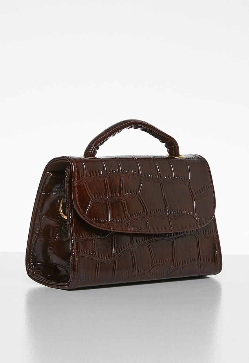 Superbalist - Croc like leather handbag - brown