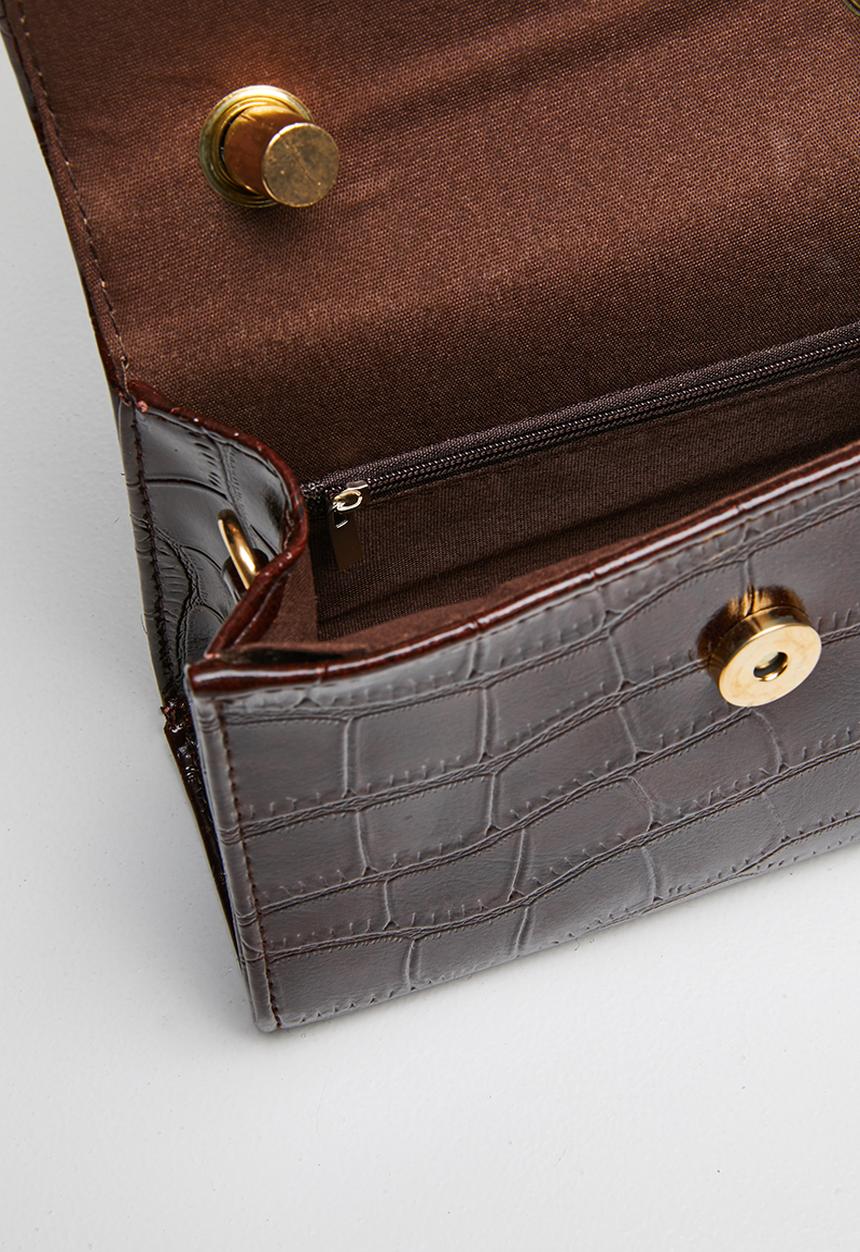 Superbalist - Croc like leather handbag - brown