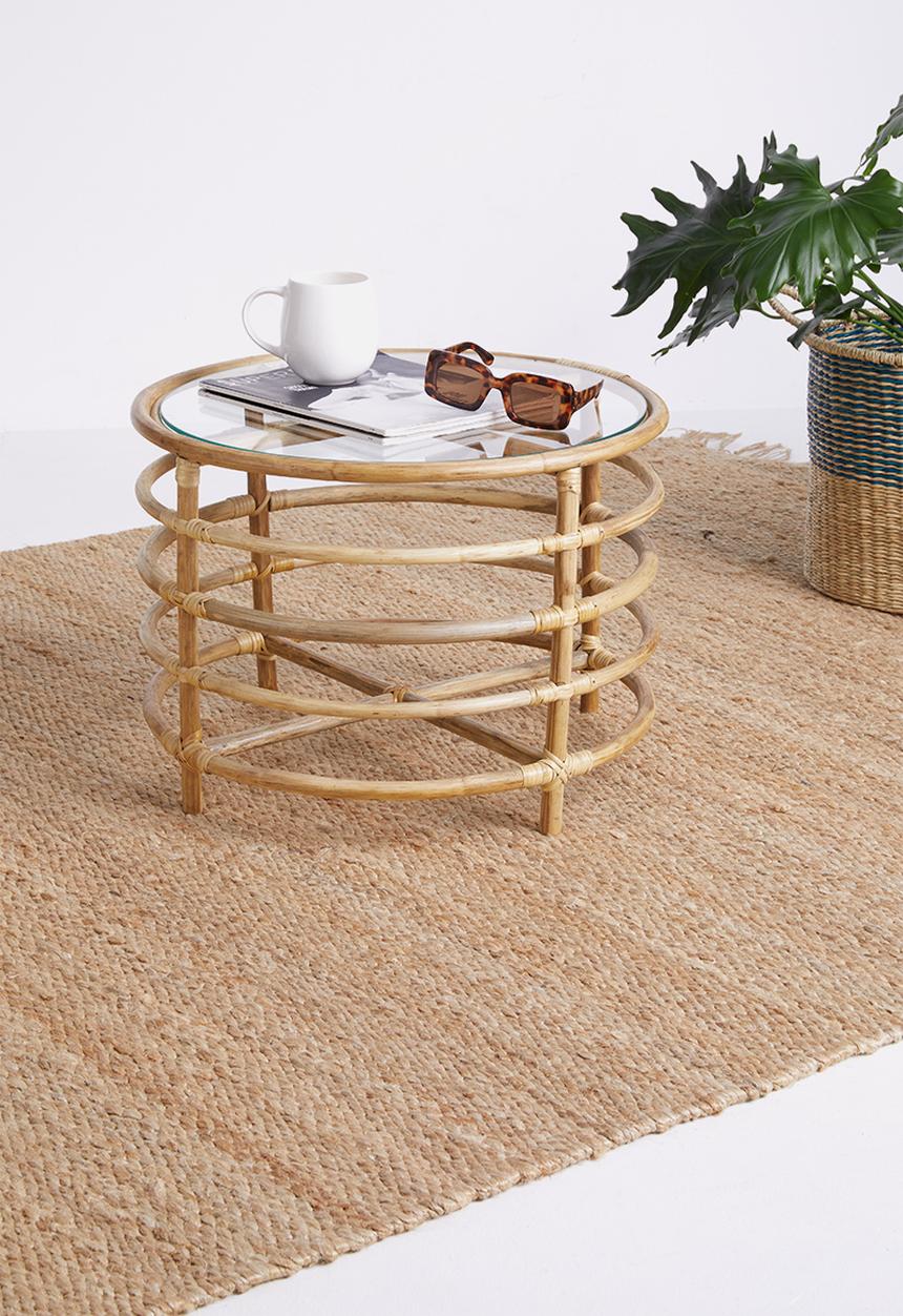 Sixth Floor - Bamboo table with glass top - brown 