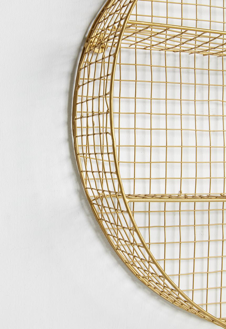 Sixth Floor - Round grid shelf - brass