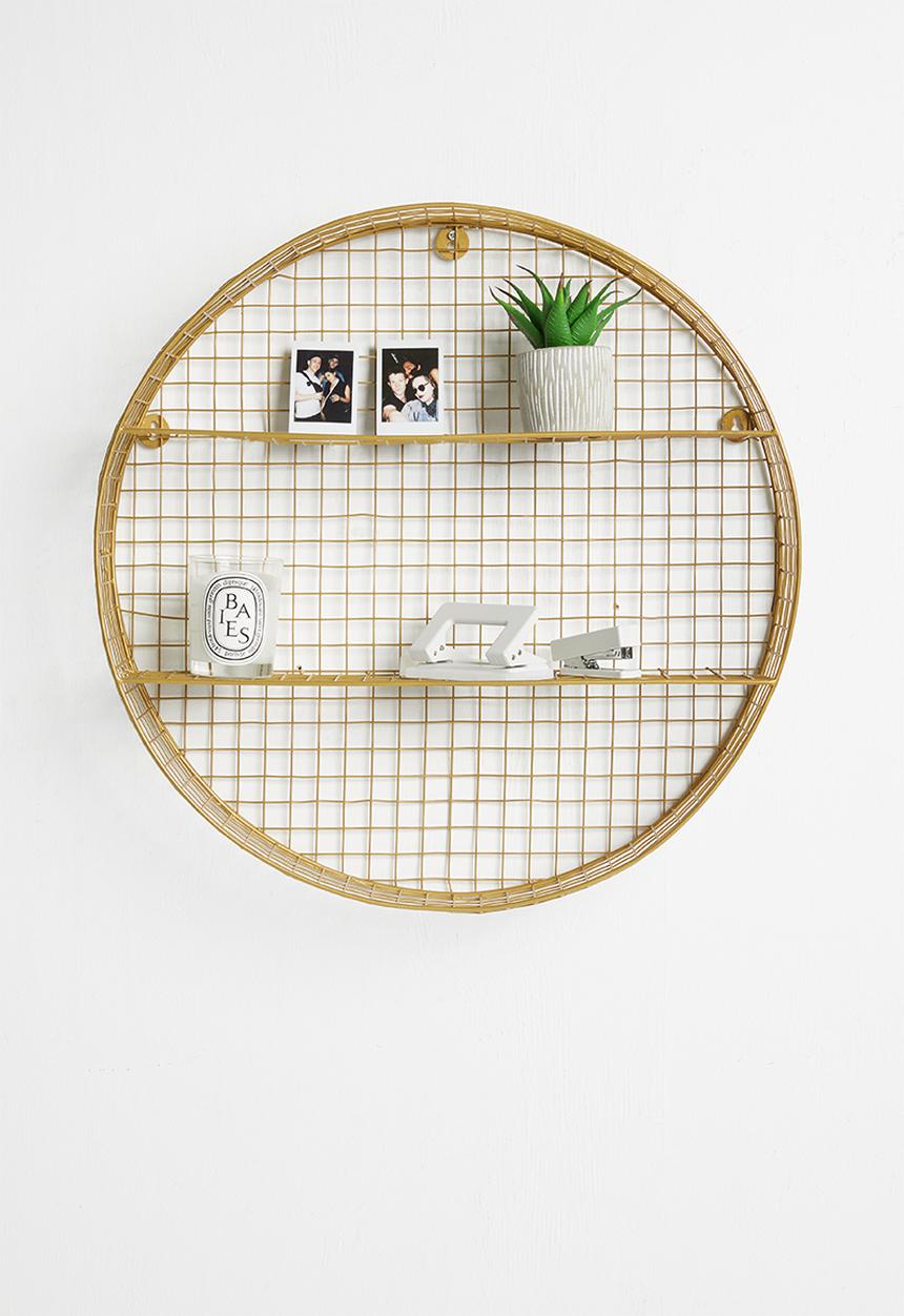 Sixth Floor - Round grid shelf - brass