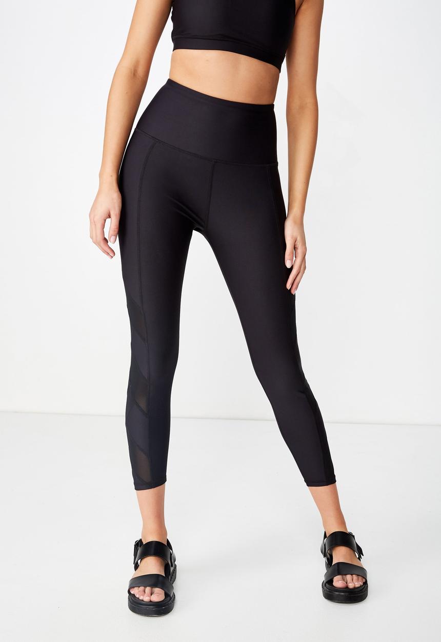 Cotton On - Cross over mesh 7/8 tight  - black