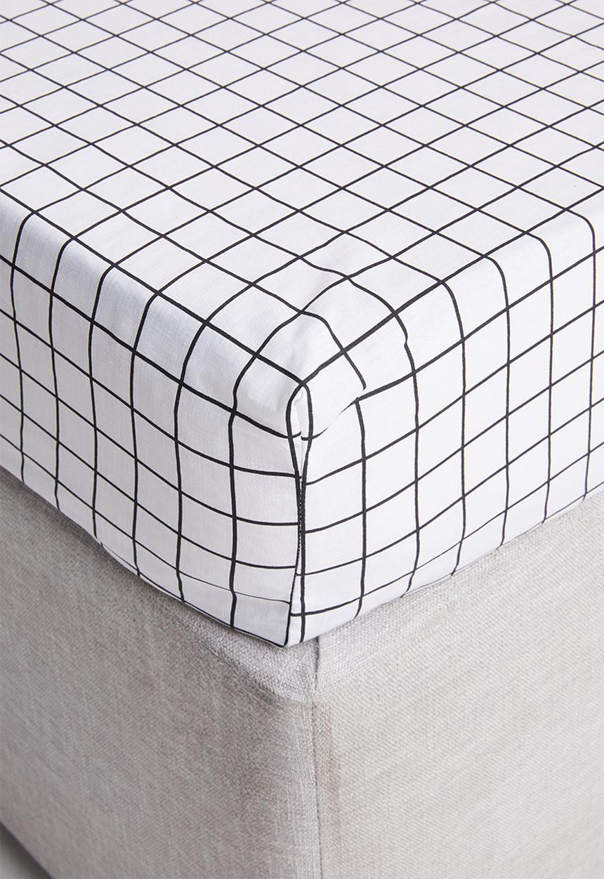 Sixth Floor - Check polycotton sheet set - black