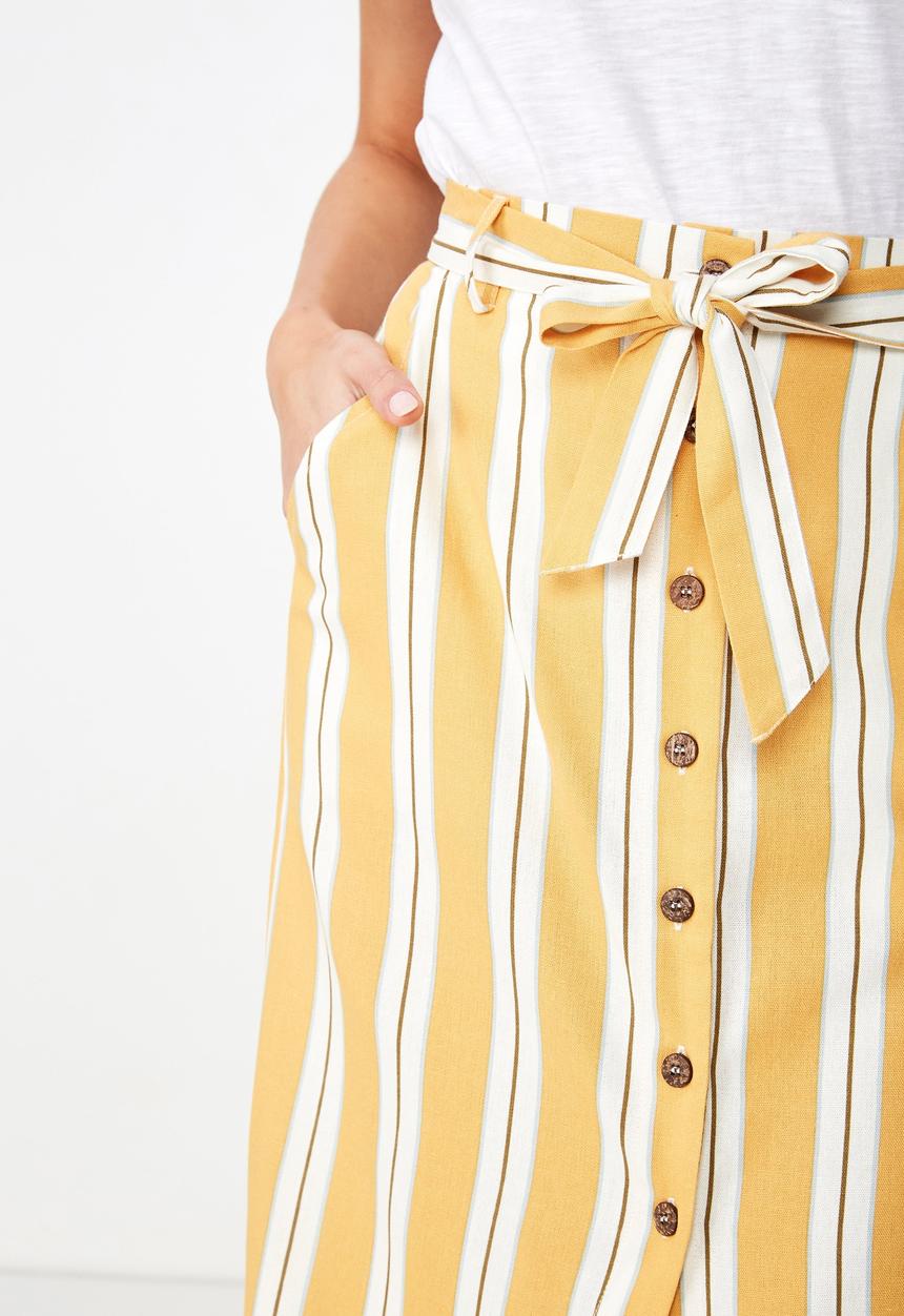 Cotton On - Woven willow midi skirt  - yellow & white 