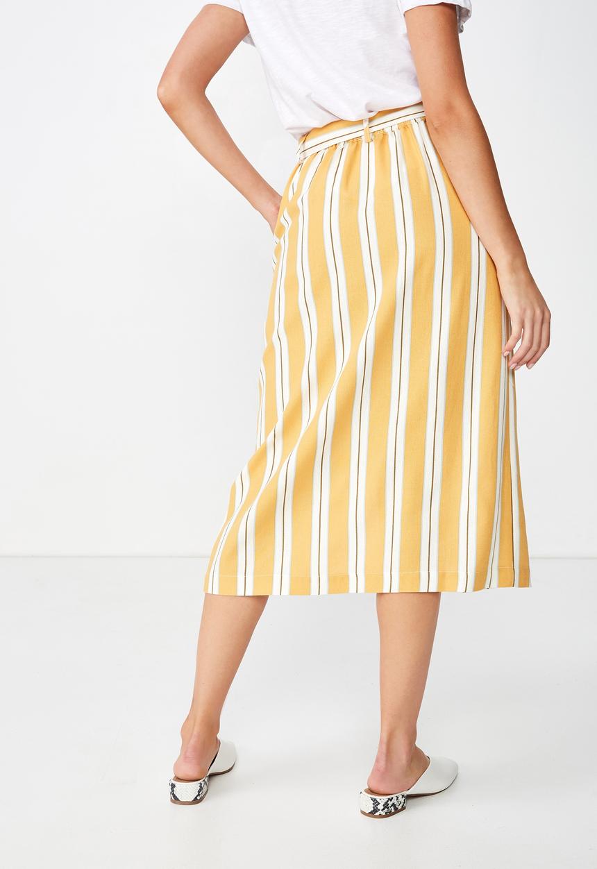 Cotton On - Woven willow midi skirt  - yellow & white 