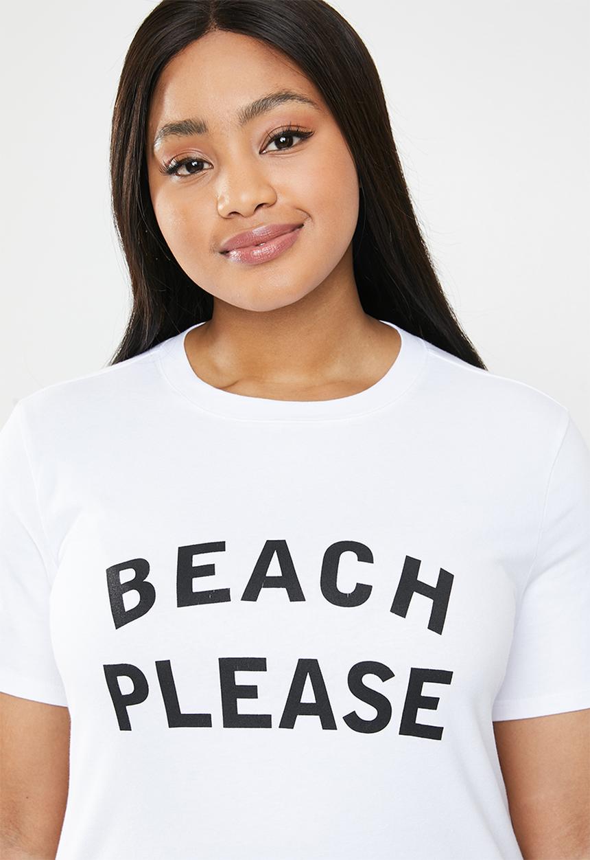 STYLE REPUBLIC PLUS - Beach please T-shirt - black & white