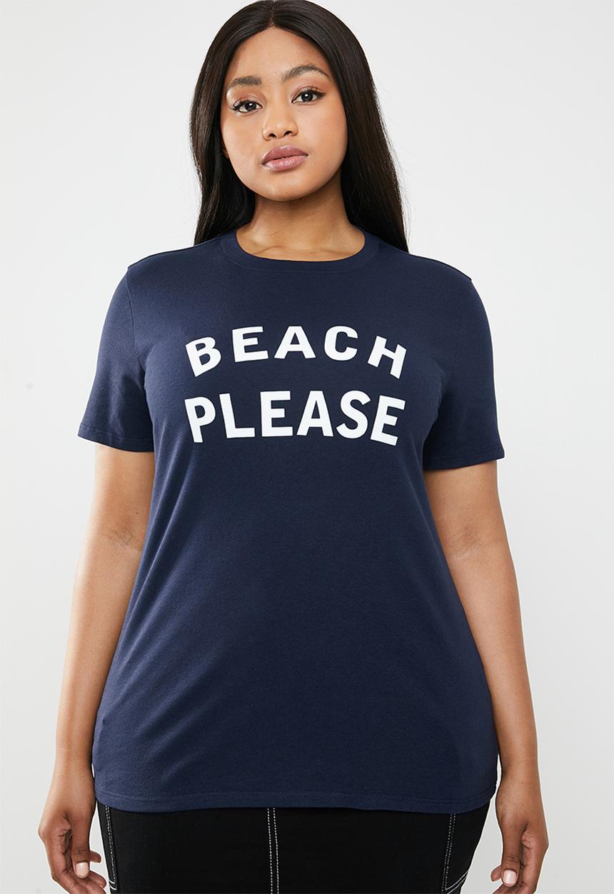 STYLE REPUBLIC PLUS - Beach please T-shirt navy & white
