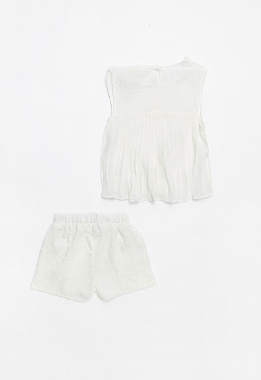 Pop Candy - Girls blouse and short set - white
