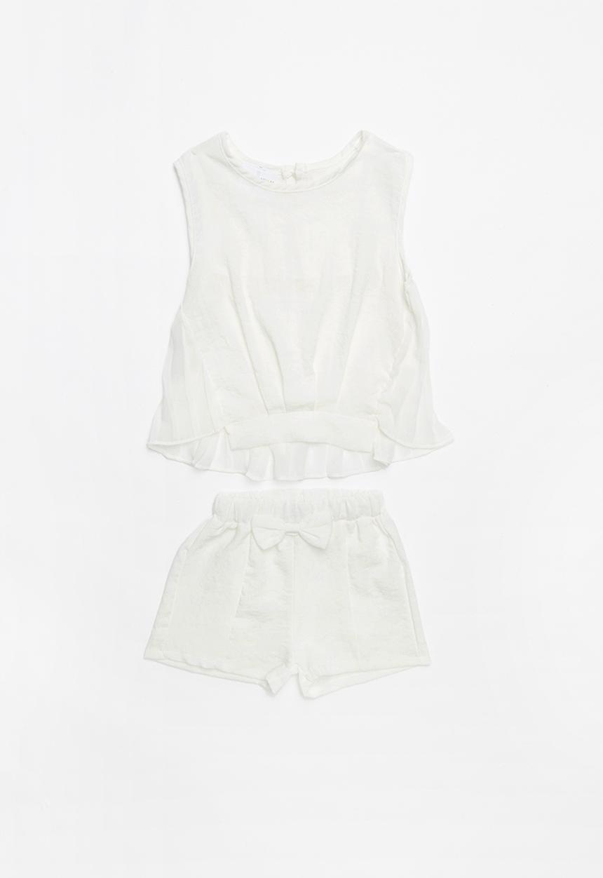 Pop Candy - Girls blouse and short set - white