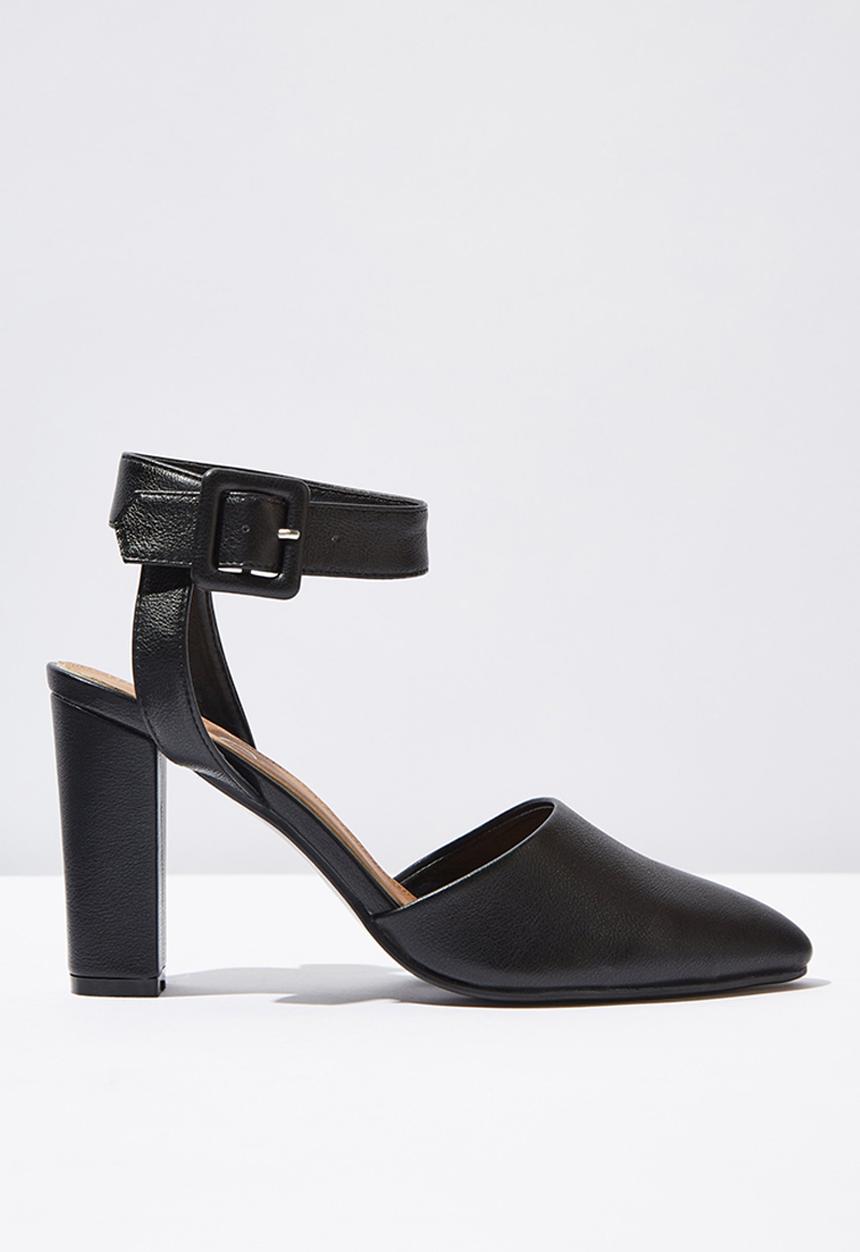 Cotton On - Faux leather buckle heel - black