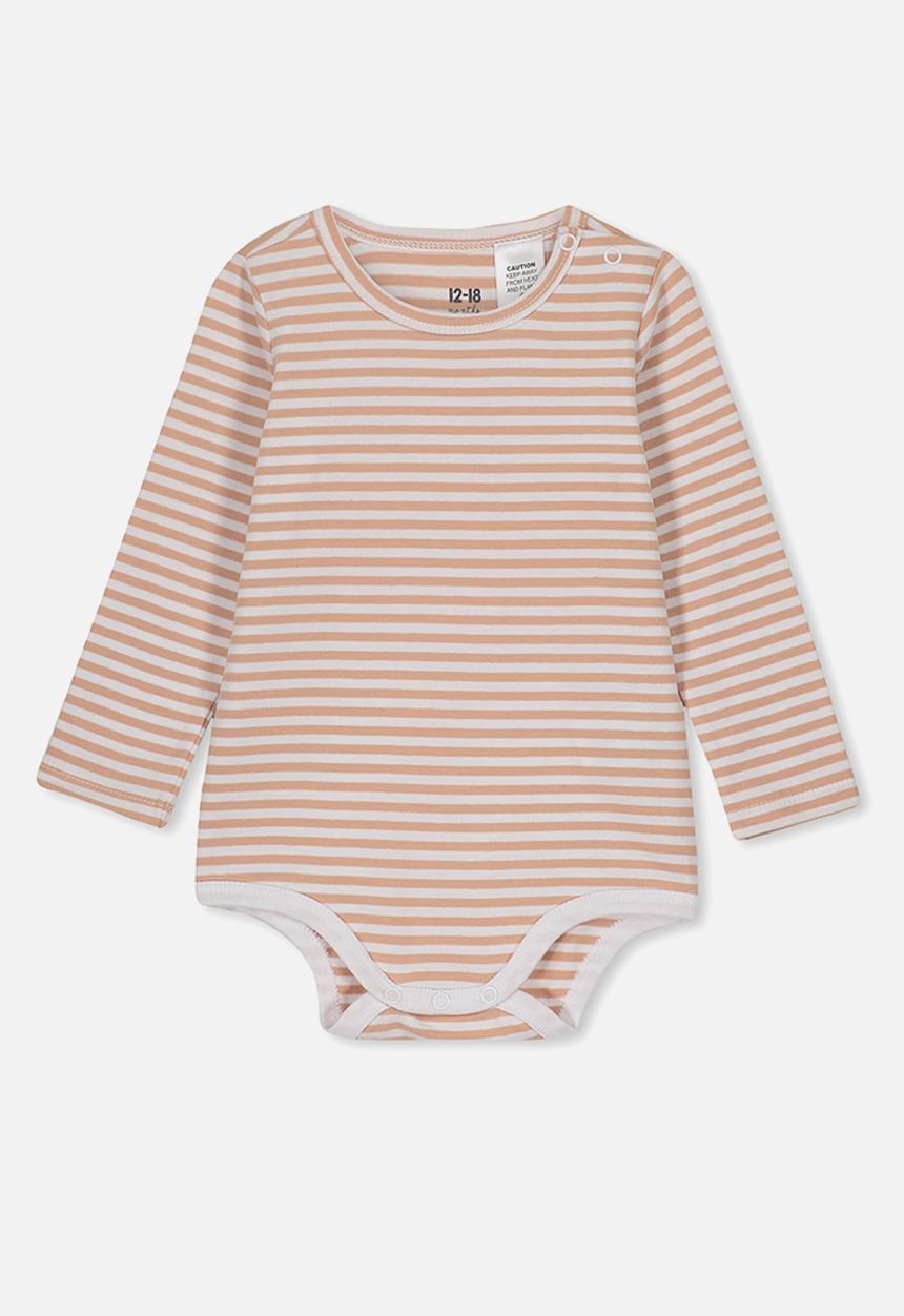 Cotton On - The long sleeve bubbysuit - white & brown