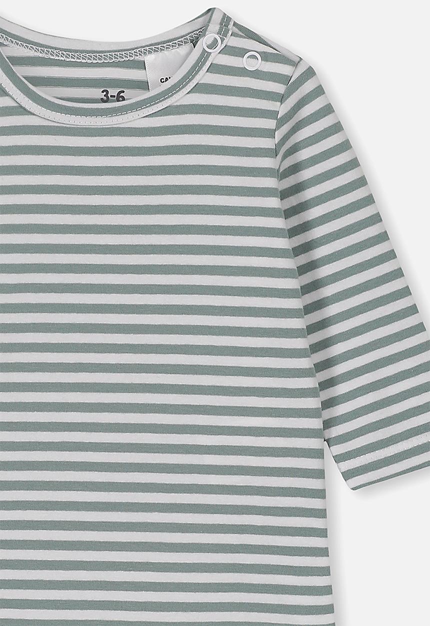 Cotton On - The long sleeve bubbysuit - grey & white 