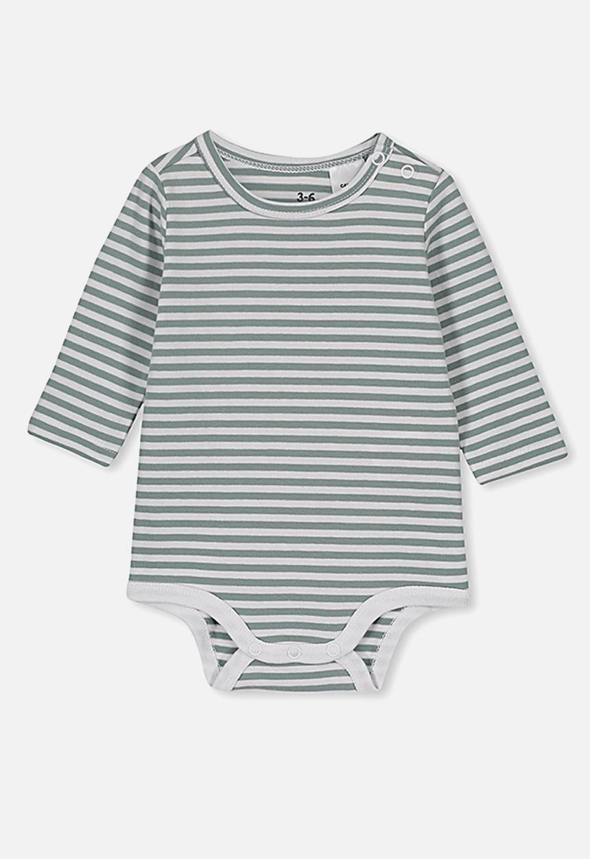 Cotton On - The long sleeve bubbysuit - grey & white 